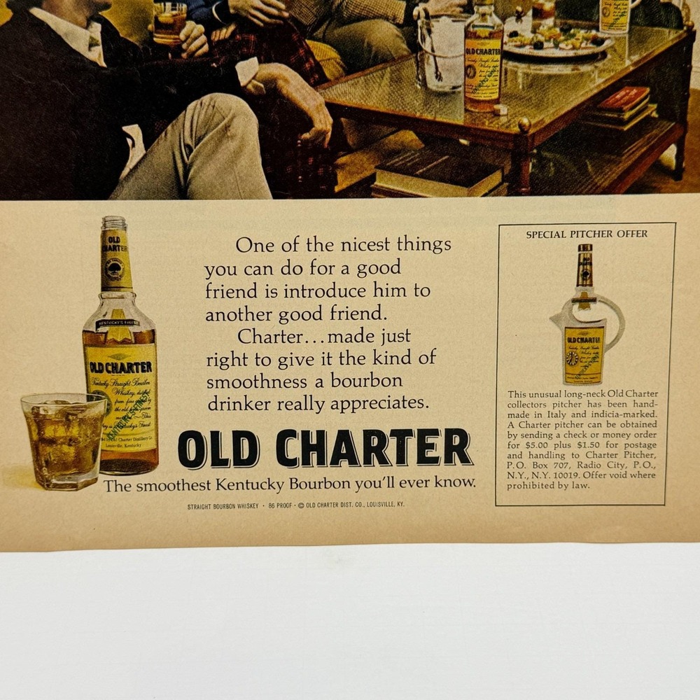 Old Charter Kentucky Bourbon Friends Vintage Whiskey Advertisement Print Ad 1972 - Picture 3 of 6